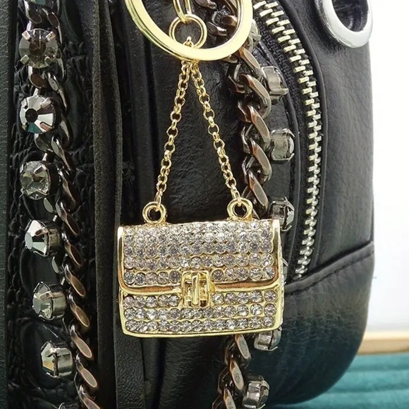 New Gold & Rhinestone Purse Bag Charm/Keychain - Picture 4 of 4